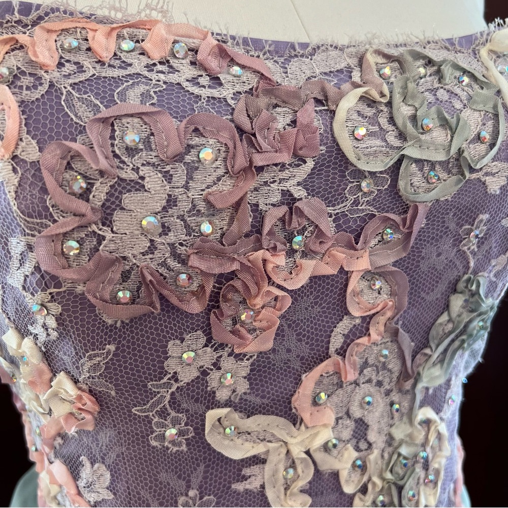 Nicole Miller Strapless Embroidered Embellished Lace Corset Mermaid Maxi Dress 6 - Picture 11 of 15
